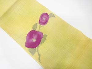 紗　椿模様織り出し　名古屋帯